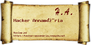 Hacker Annamária névjegykártya